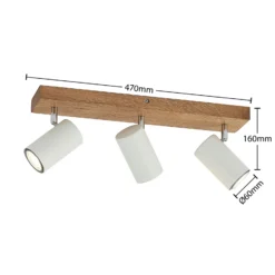 Lindby Maniva downlight de techo, 44 cm, 3 luces, blanco, GU10