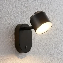 Lindby Marrie foco LED con interruptor, negro
