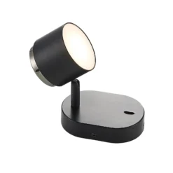 Lindby Marrie foco LED con interruptor, negro