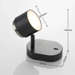 Lindby Marrie foco LED con interruptor, negro