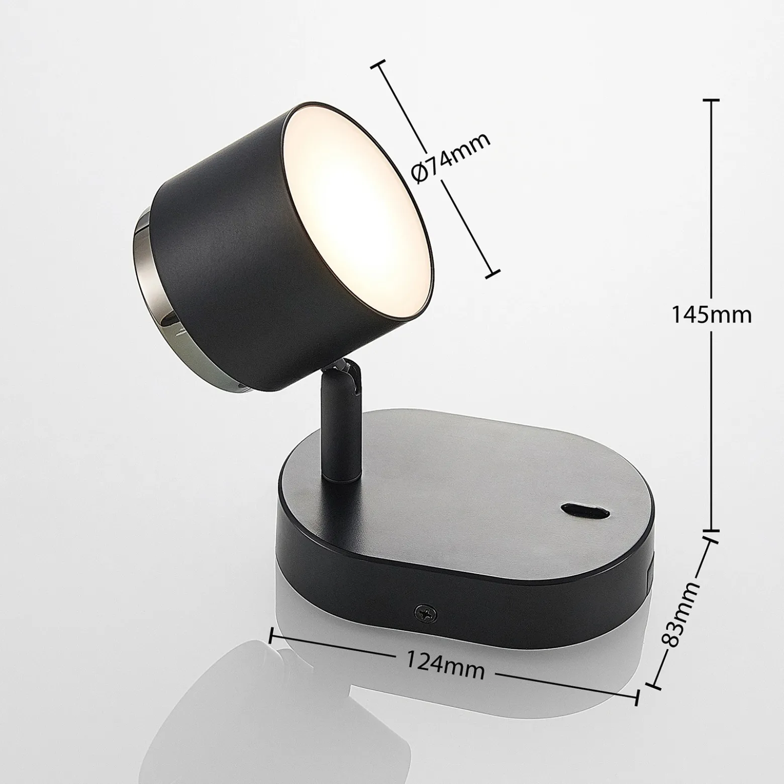 Lindby Marrie foco LED con interruptor, negro