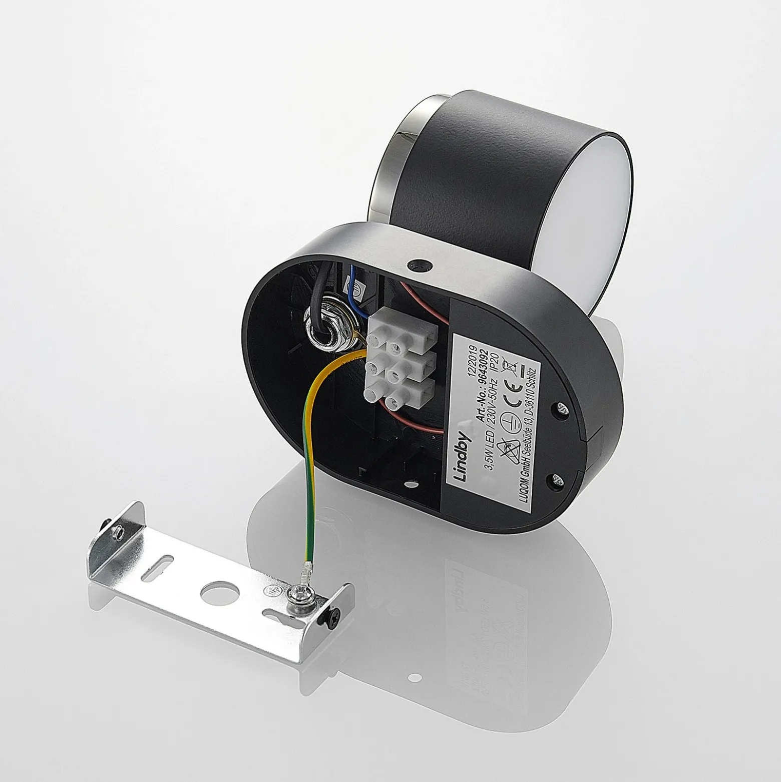 Lindby Marrie foco LED con interruptor, negro