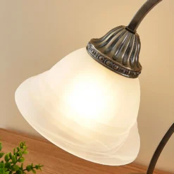 Lindby Mialina lámpara de mesa, 42 cm, blanco, cristal, metal