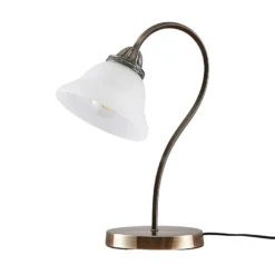 Lindby Mialina lámpara de mesa, 42 cm, blanco, cristal, metal