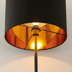 Lindby Nymar lámpara de pie, tela, negro-oro