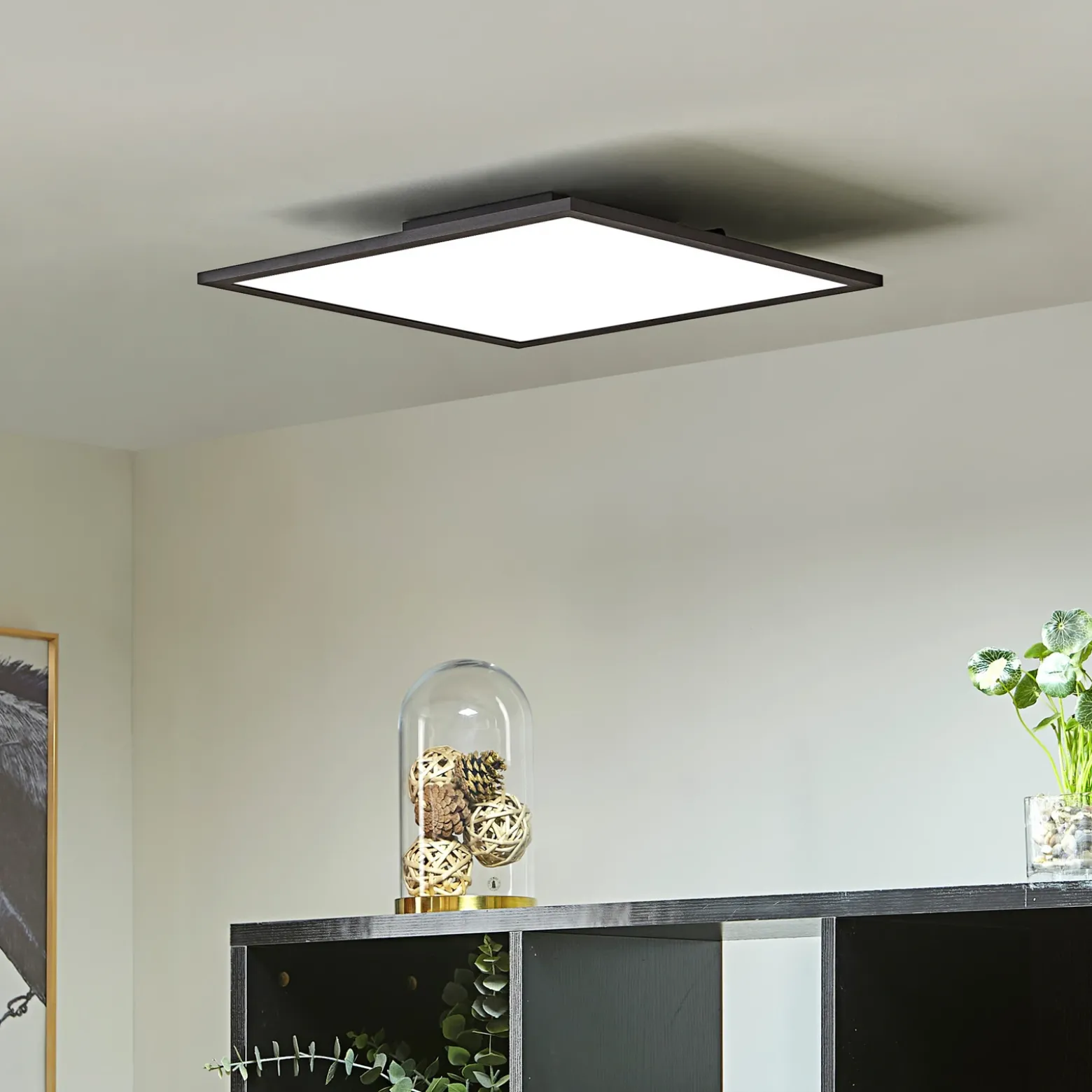 Lindby Panel LED Lamin, negro, 40 cm, CCT, atenuable, control remoto