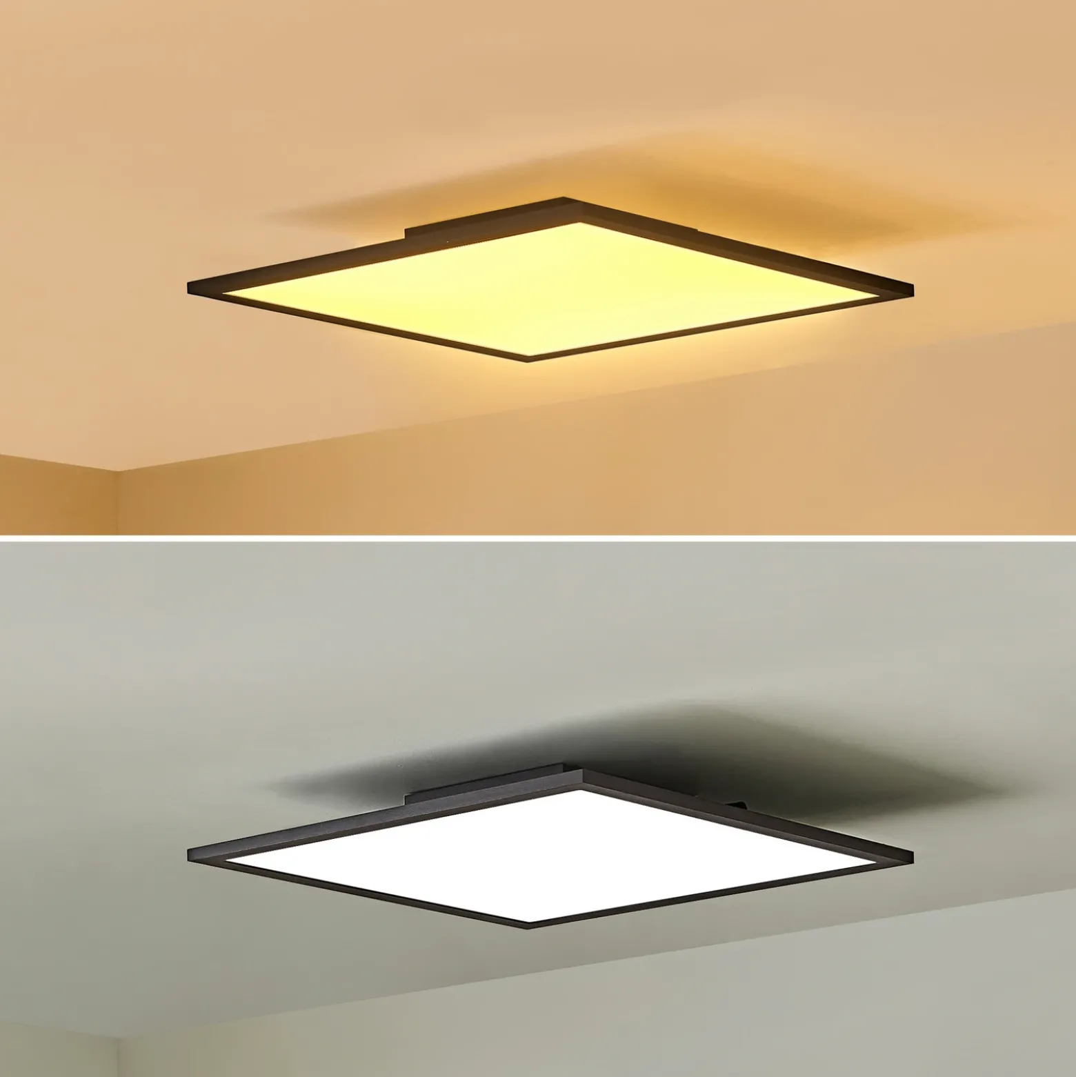 Lindby Panel LED Lamin, negro, 40 cm, CCT, atenuable, control remoto