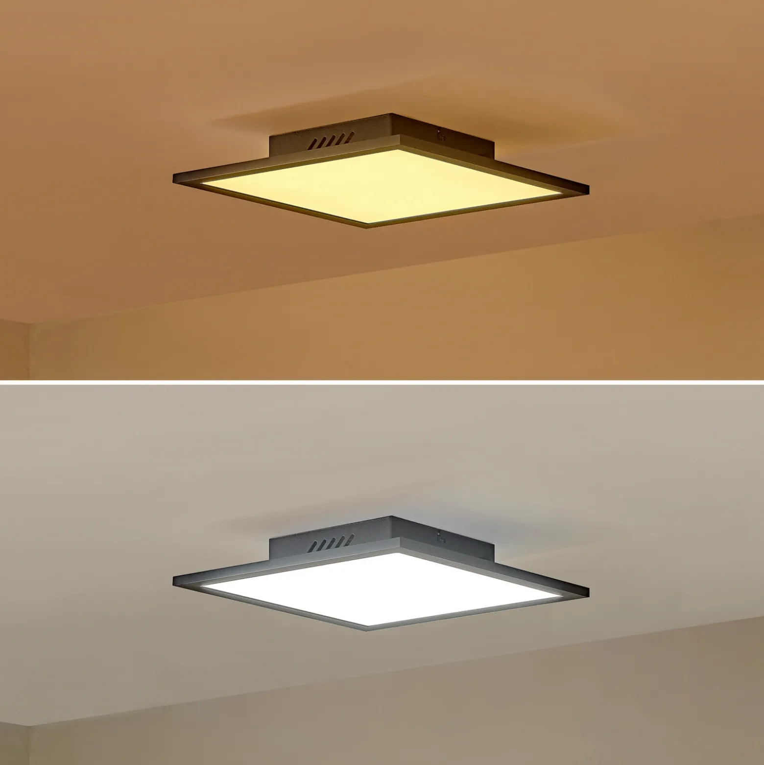 Lindby panel LED Lamin, negro, 30 cm, CCT, atenuable, control remoto