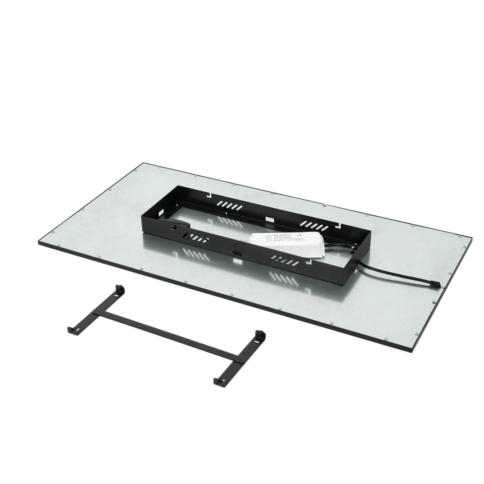 Lindby panel LED Lamin, negro, 80 cm, CCT, atenuable, control remoto