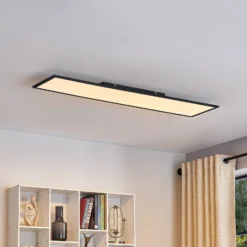 Lindby panel LED Lamin, negro, 120cm, CCT, atenuable, control remoto