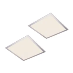 Lindby panel LED Livel, juego de 2, 4.000 K, 40 x 40 cm, plateado
