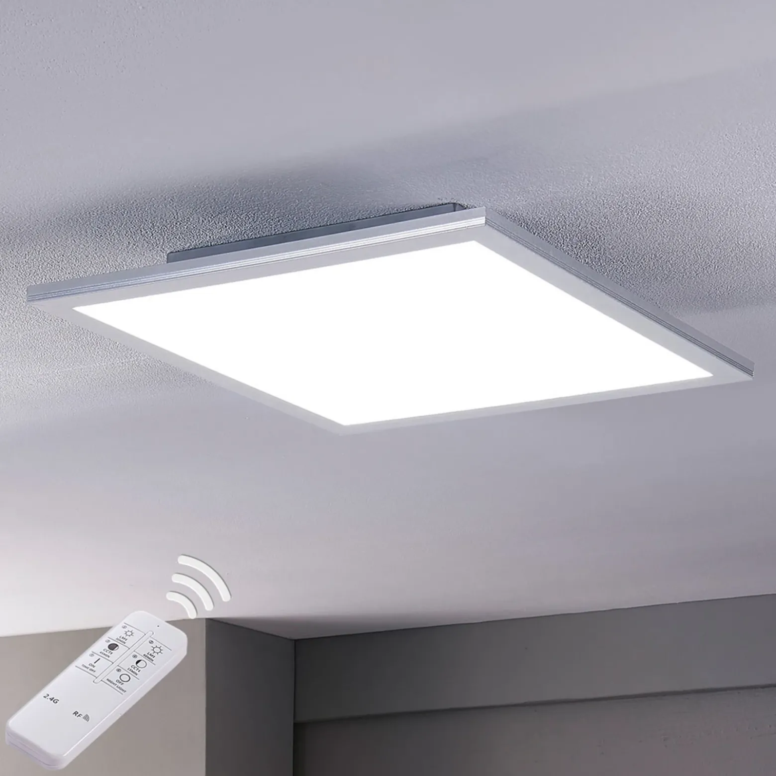 Lindby panel LED Livel, juego de 2, CCT, 40 cm x 40 cm, control remoto