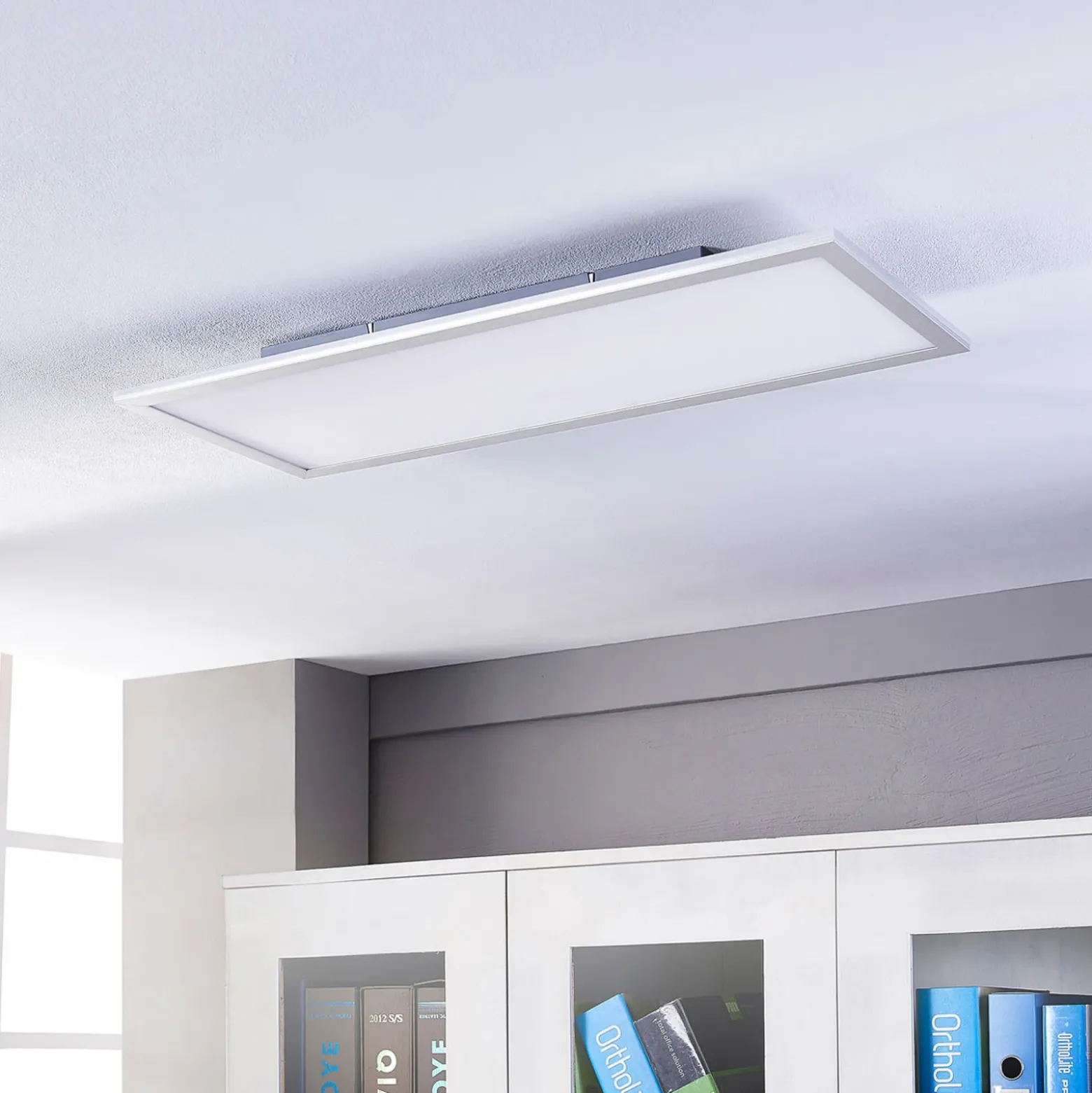 Lindby panel LED Livel, juego de 2, 4.000 K, 80 x 30 cm, plateado
