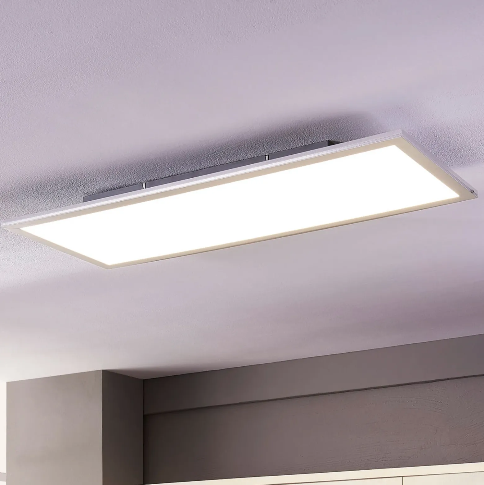 Lindby panel LED Livel, 4000K, 80 cm x 30 cm, plata, metal