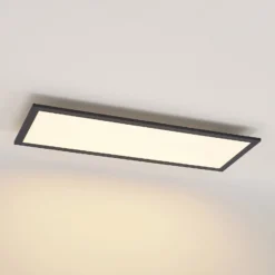 Lindby Panel LED Nelios, 80 x 30 cm, CCT, negro, metal
