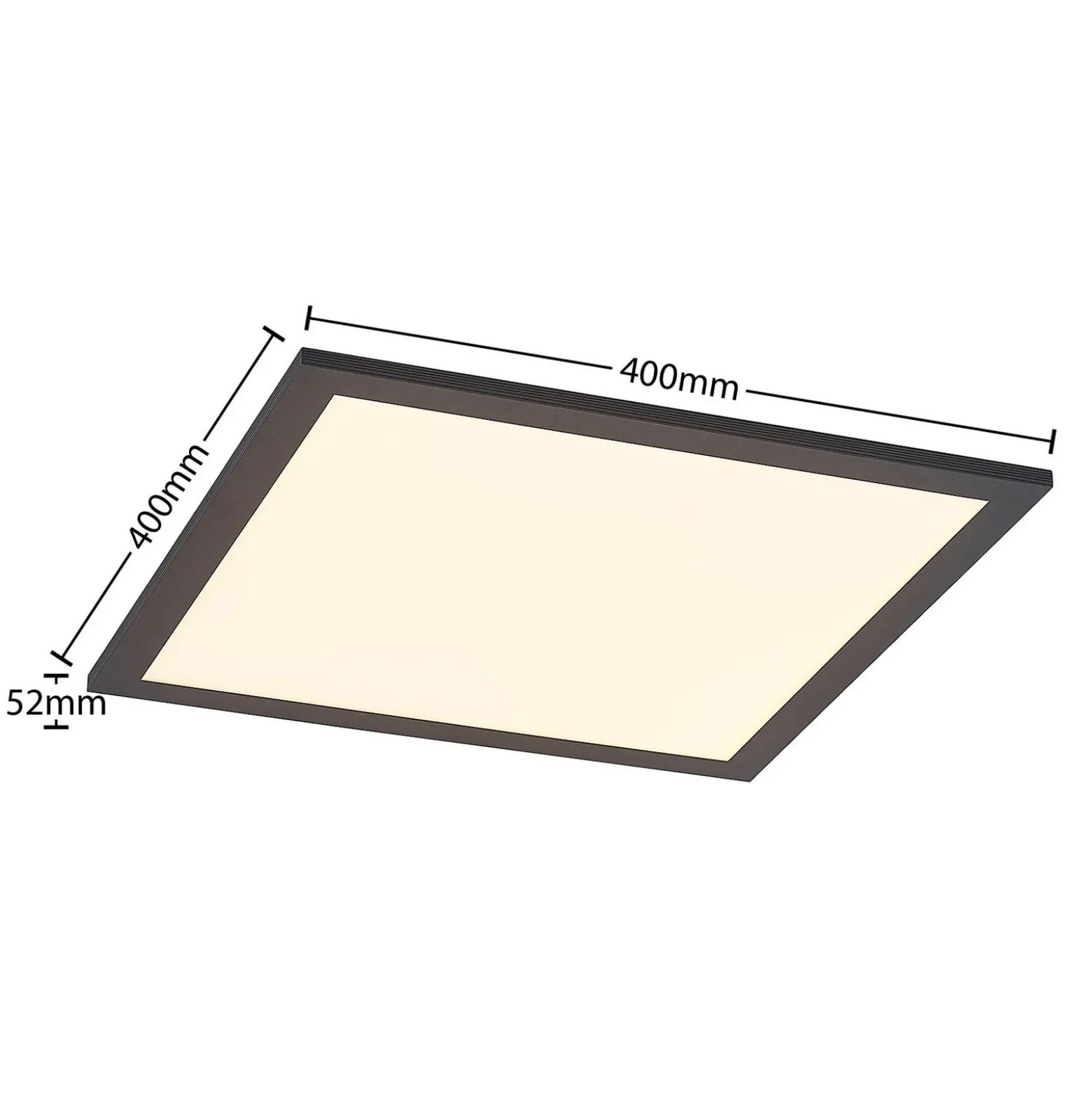 Lindby Panel LED Nelios, 40 x 40 cm, CCT, negro, metal