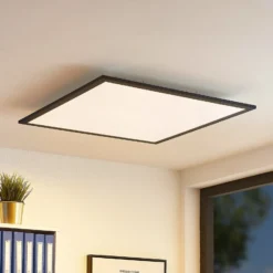 Lindby Panel LED Nelios, 62 x 62 cm, CCT, negro, metal