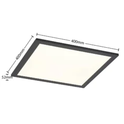 Lindby Panel LED Nelios, 40 x 40 cm, 4.000 K, negro, metal
