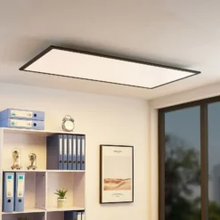 Lindby Panel LED Nelios, 120 x 60 cm, 4000K, negro, metal