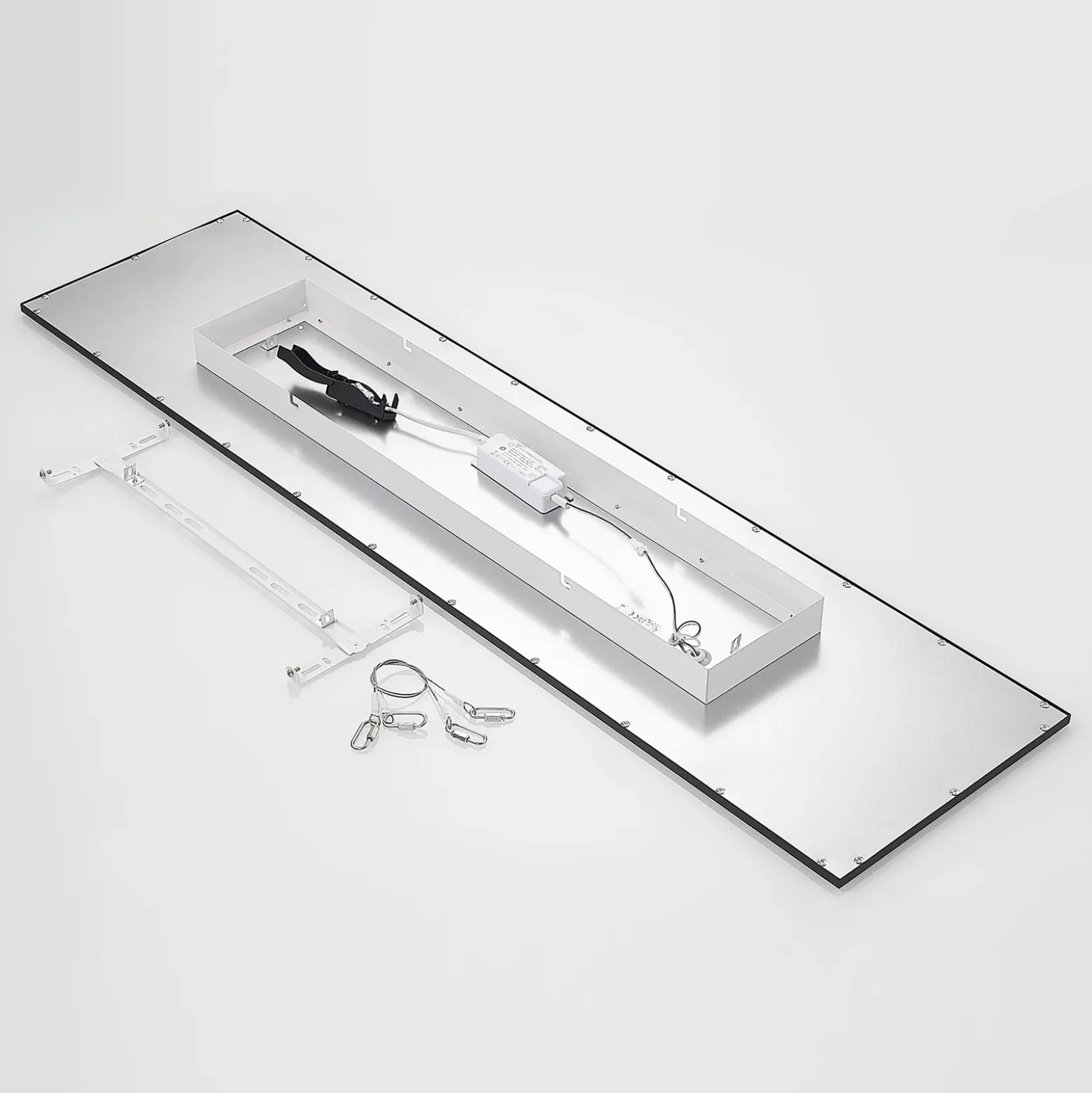 Lindby Panel LED Nelios, 120 x 30 cm, 4000K, negro, metal