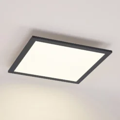 Lindby Panel LED Nelios, 40 x 40 cm, 4.000 K, negro, metal