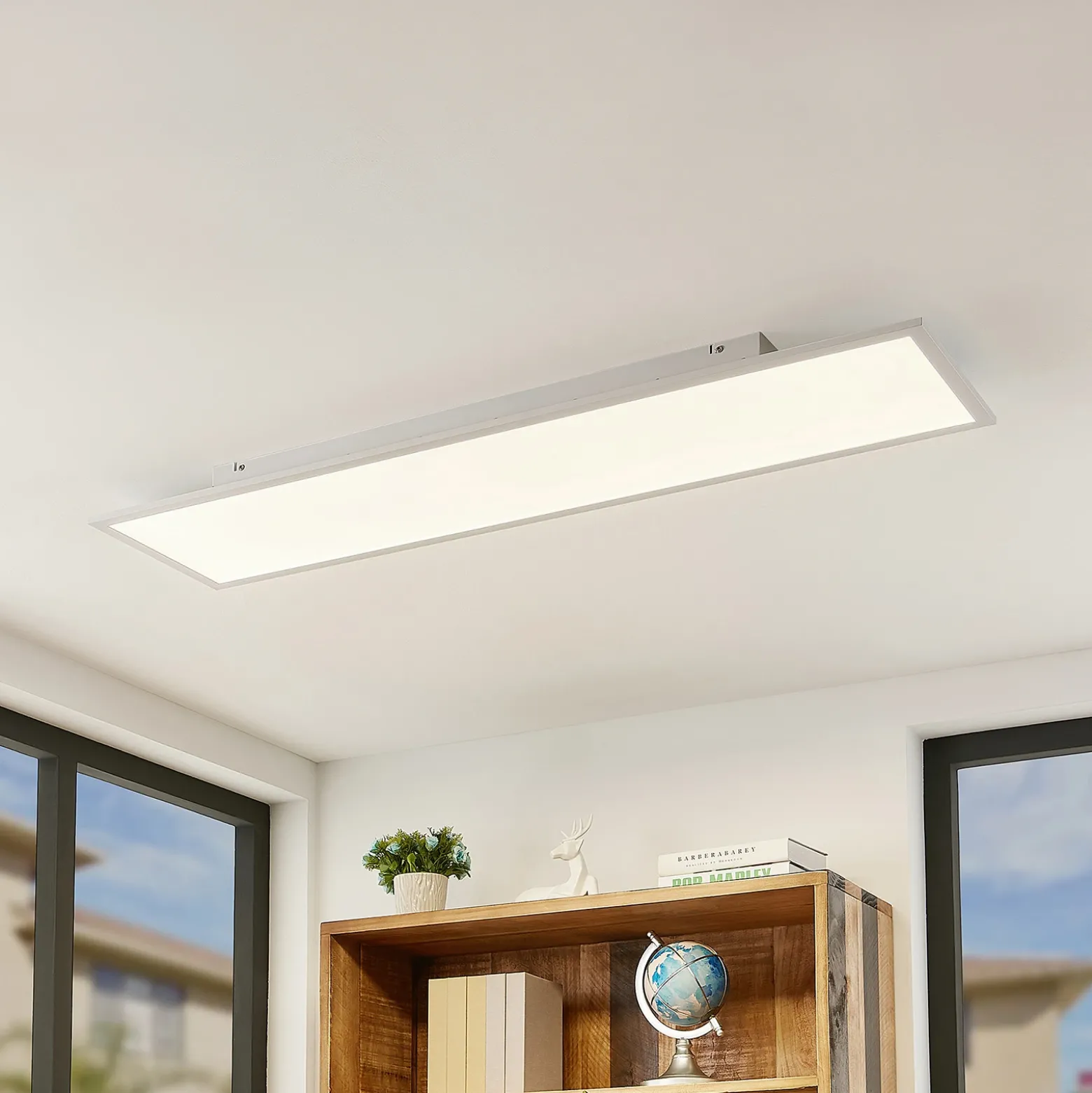 Lindby panel LED Quais, 30 x 120 cm, blanco, aluminio, 4.000K