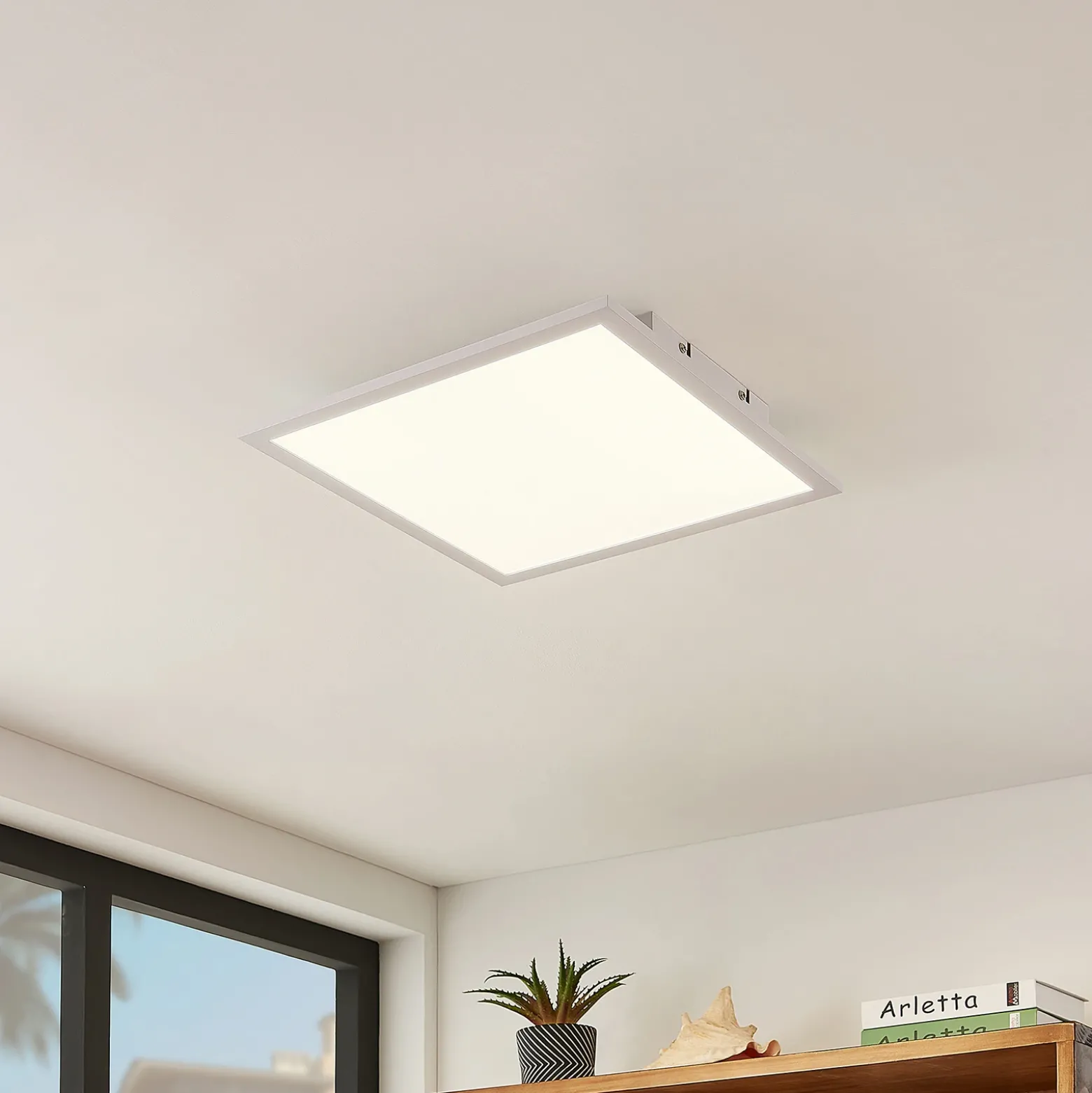 Lindby panel LED Quais, 40 x 40 cm, blanco, aluminio, 4.000K