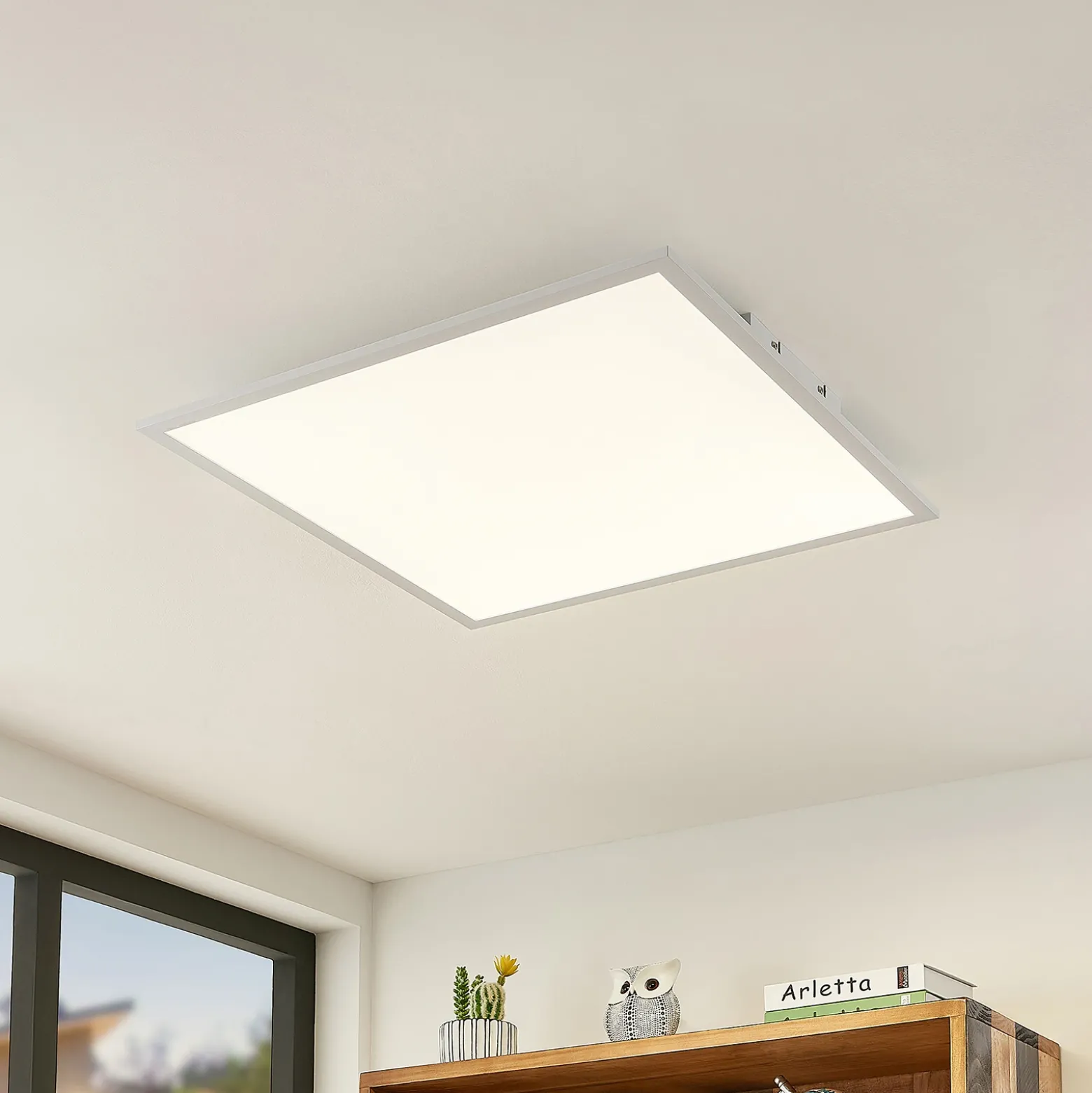 Lindby panel LED Quais, 60 x 60 cm, blanco, aluminio, 4.000K