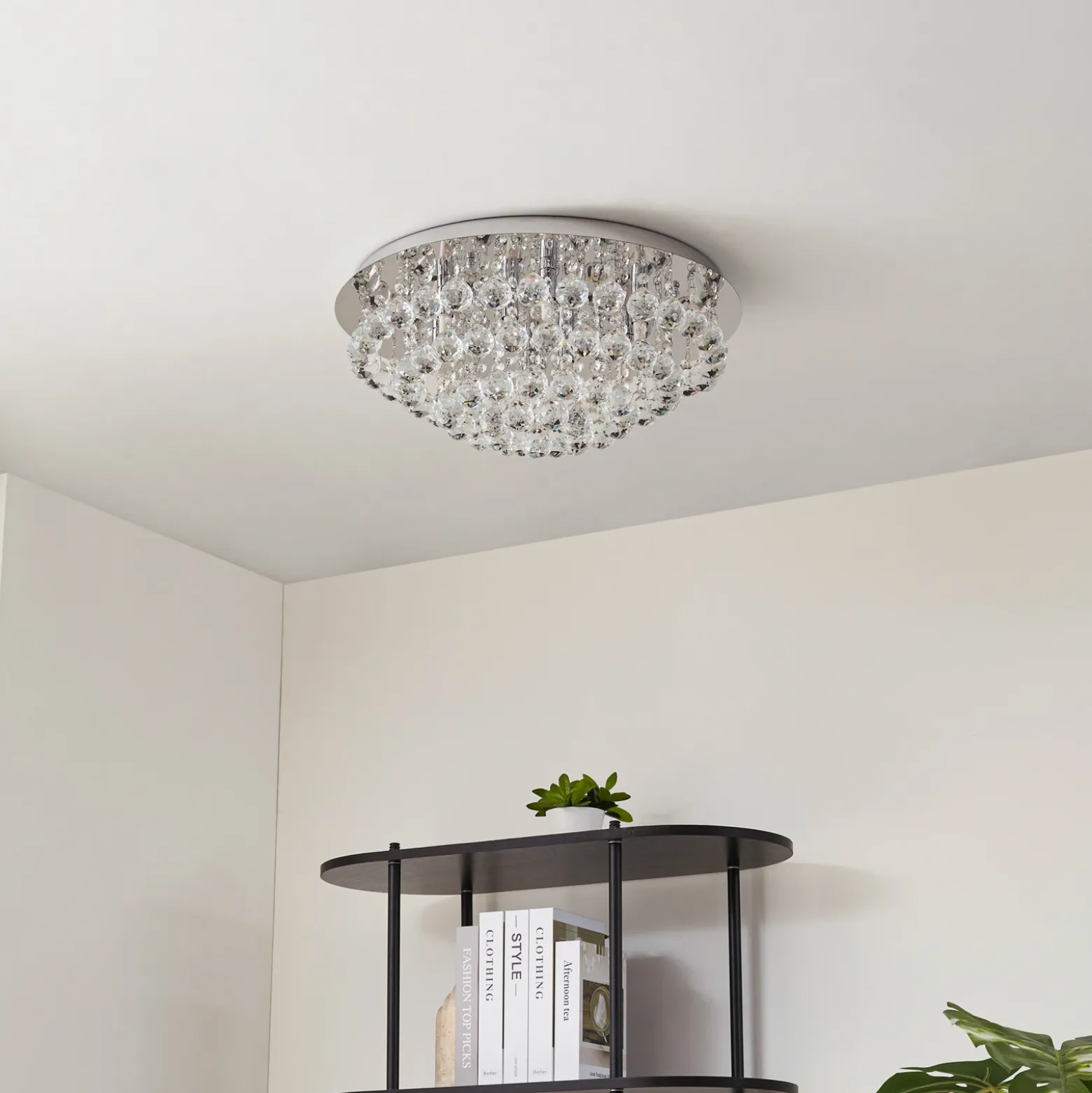 Lindby plafón Antonino, 8 luces, cromo, cristal, 55cm
