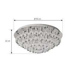 Lindby plafón Antonino, 8 luces, cromo, cristal, 55cm