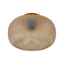 Lindby Plafón Hildur, Ø 25 cm, ámbar, cristal