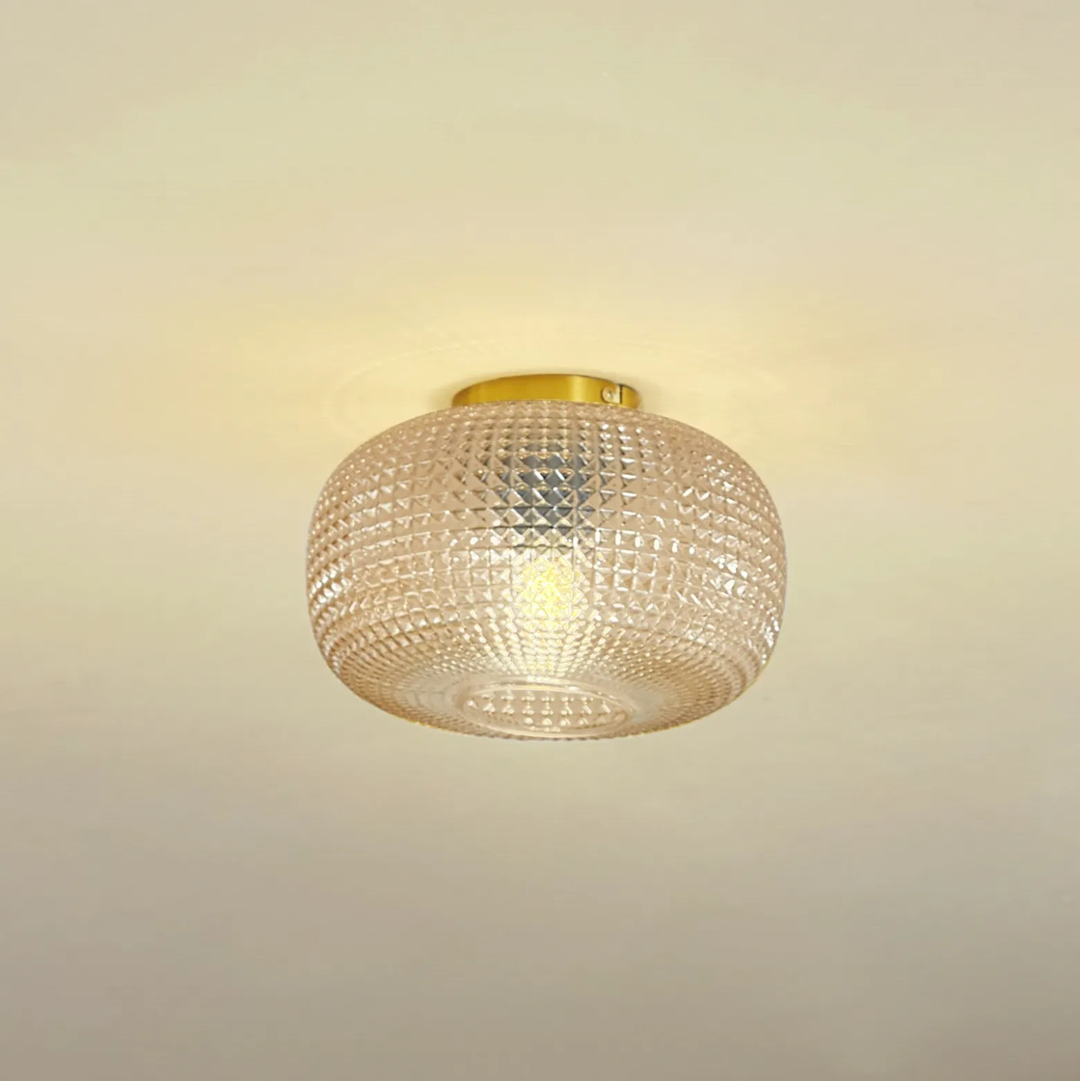 Lindby Plafón Hildur, Ø 25 cm, ámbar, cristal