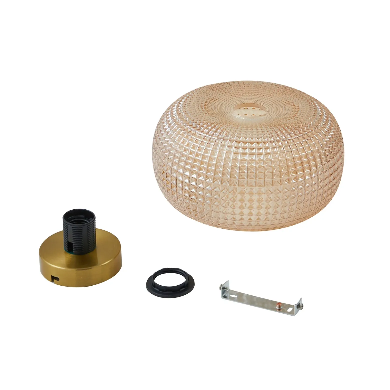 Lindby Plafón Hildur, Ø 25 cm, ámbar, cristal