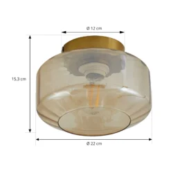 Lindby Plafón Hildur, ámbar, cristal, Ø 22 cm