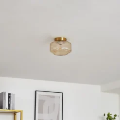 Lindby Plafón Hildur, ámbar, cristal, Ø 22 cm