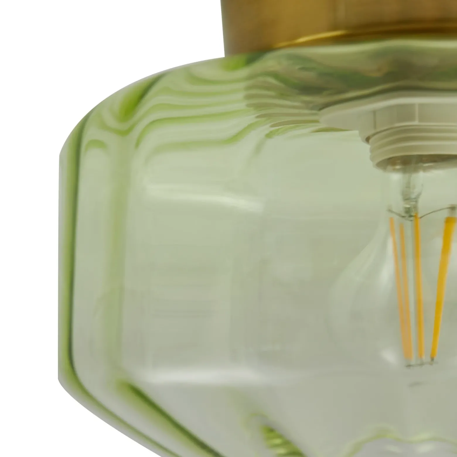 Lindby Plafón Hildur, verde, cristal, Ø 22 cm