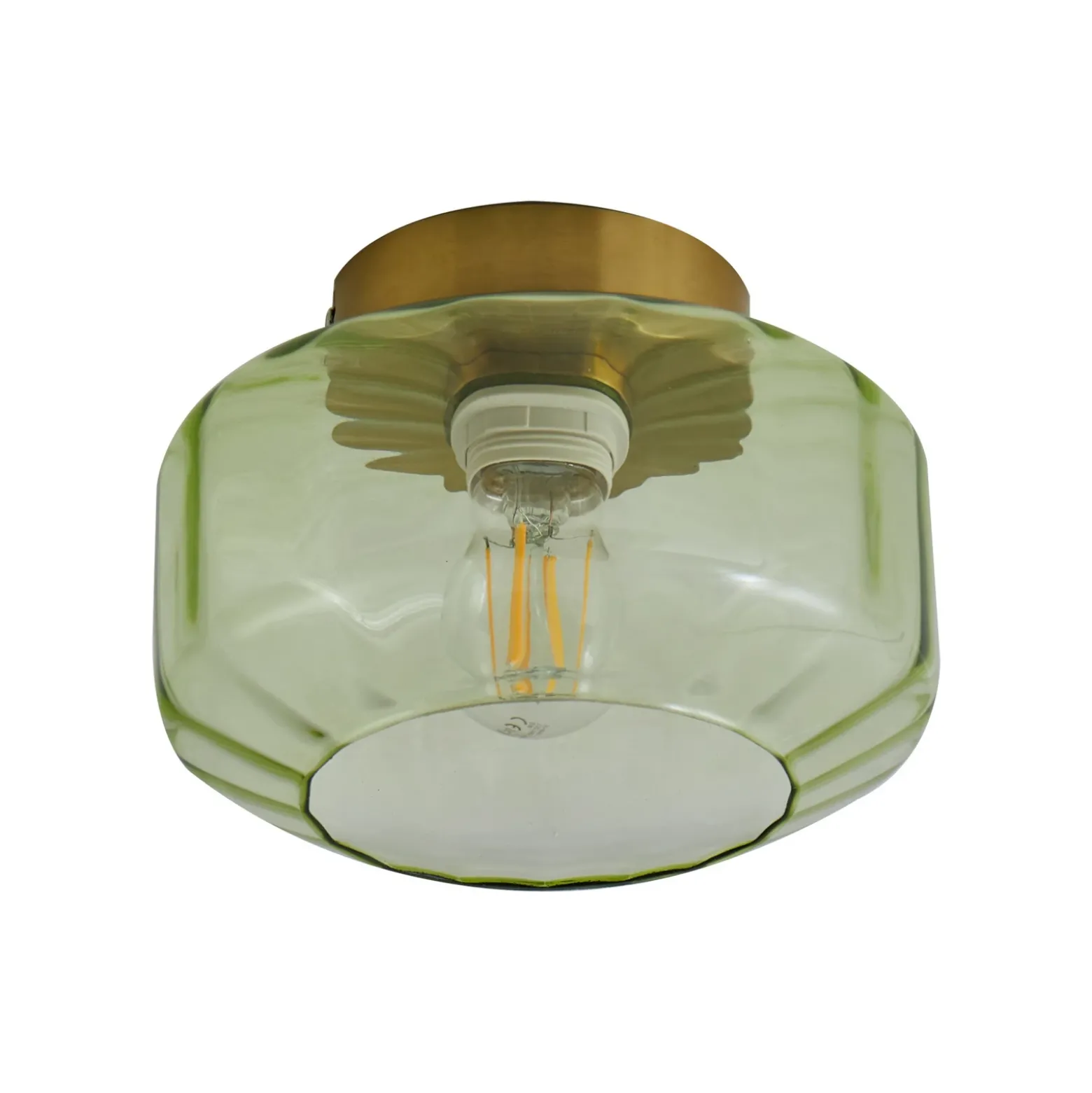 Lindby Plafón Hildur, verde, cristal, Ø 22 cm