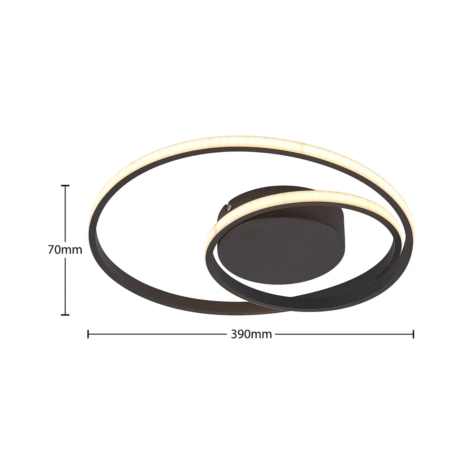 Lindby Plafón LED Emisua, negro, CCT, atenuable