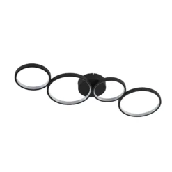 Lindby Plafón LED Evengeline, negro, aluminio, 88 cm