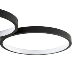Lindby Plafón LED Evengeline, negro, aluminio, 88 cm