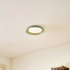 Lindby Plafón LED Florie, verde, metal, Ø 40 cm