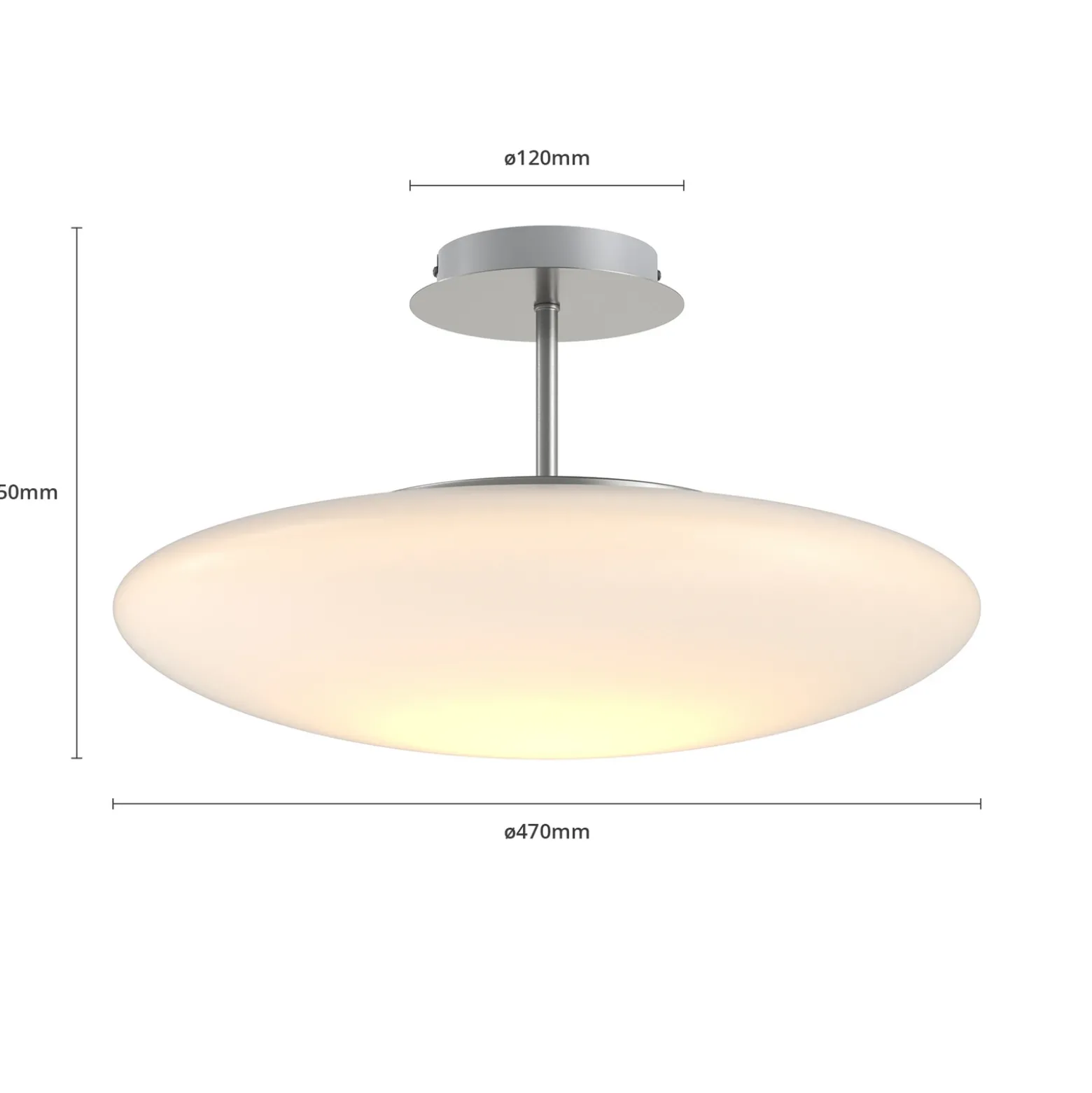 Lindby Plafón LED Gunda, blanco, cristal, Ø 48 cm, atenuable