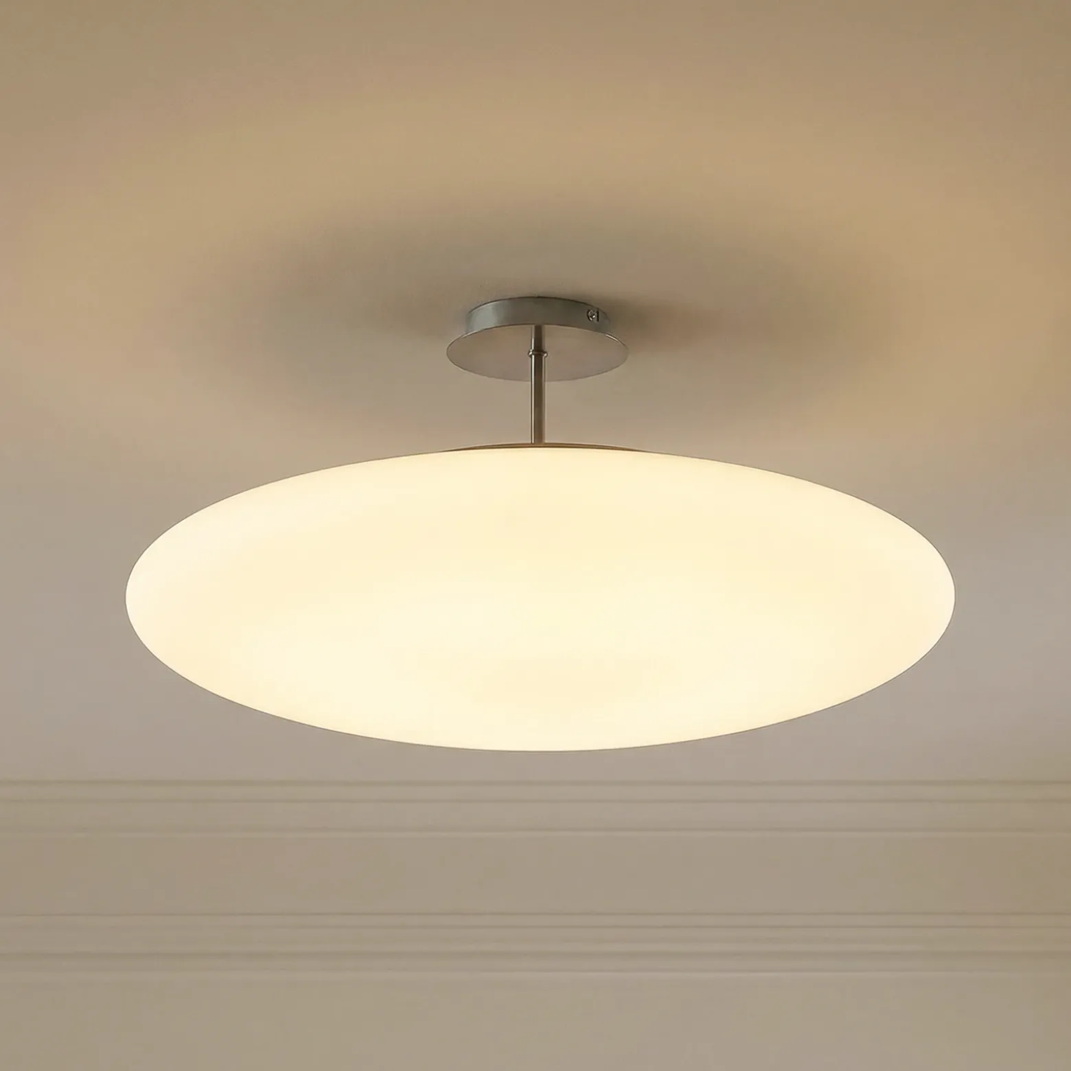 Lindby Plafón LED Gunda, blanco, cristal, Ø 48 cm, atenuable