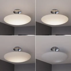 Lindby Plafón LED Gunda, blanco, cristal, Ø 48 cm, atenuable