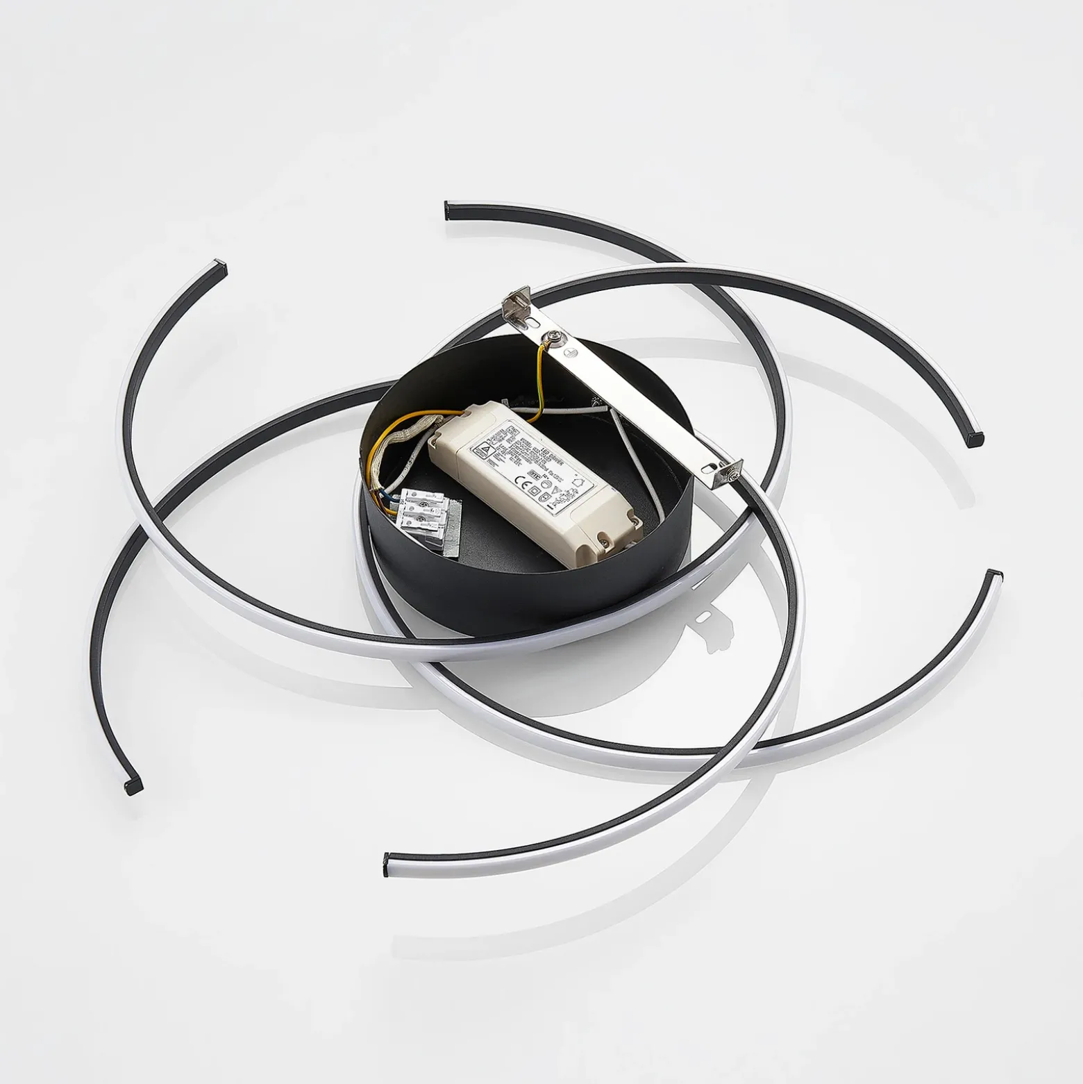 Lindby plafón LED, Hamza, Ø 49 cm, negro, aluminio