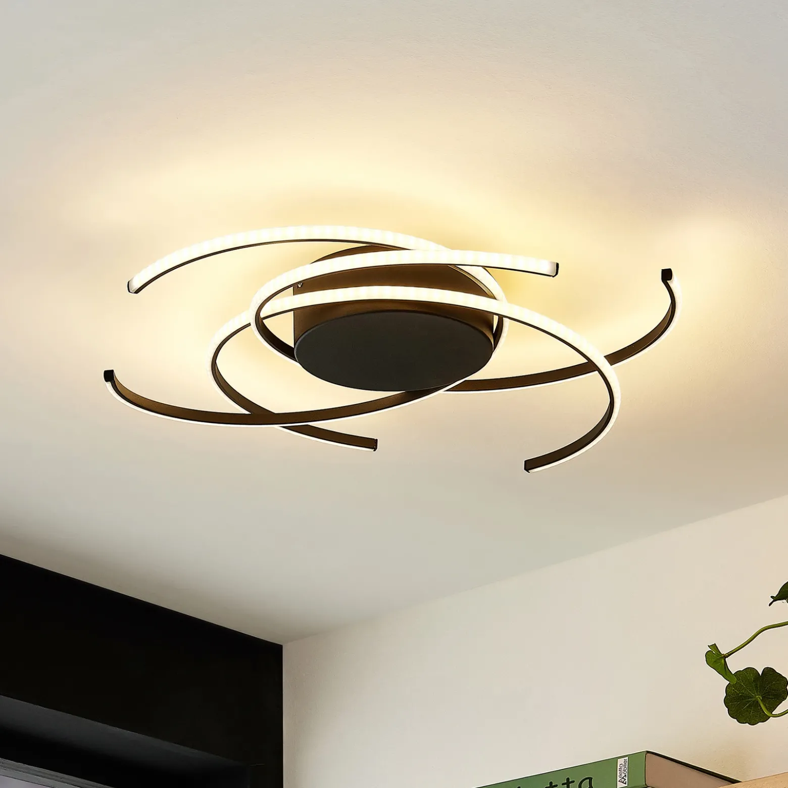 Lindby plafón LED, Hamza, Ø 49 cm, negro, aluminio