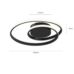 Lindby plafón LED Kyron, negro, aluminio, atenuable, Ø45cm