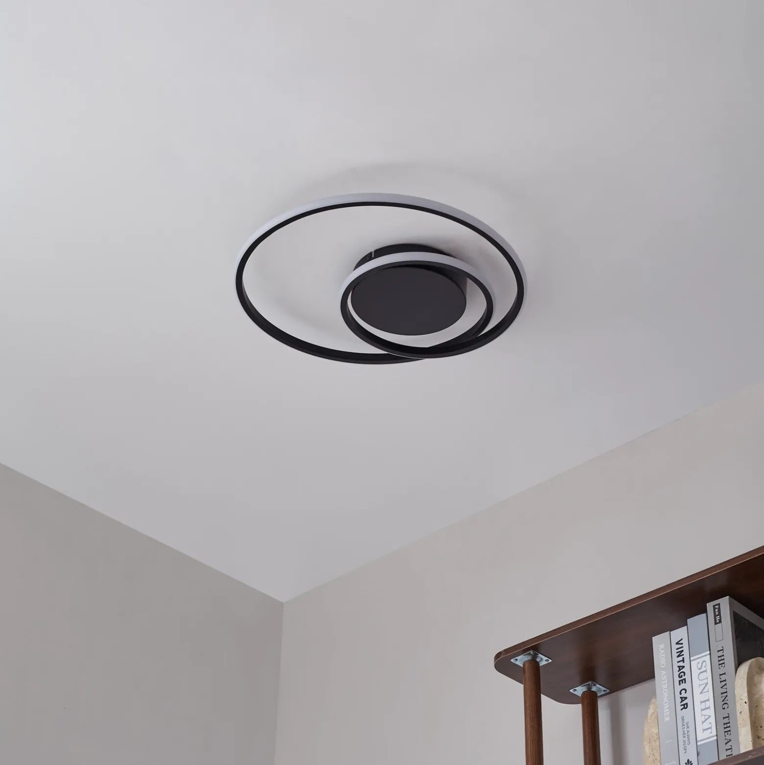 Lindby plafón LED Kyron, negro, aluminio, atenuable, Ø45cm