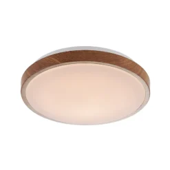 Lindby Plafón LED Mendosa, redondo, madera clara, Ø 29cm