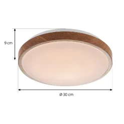 Lindby Plafón LED Mendosa, redondo, madera clara, Ø 29cm